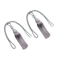 1pair Curtain Tiebacks Hanging Balls Tassel Rope Decorative Curtain Holders - Grey