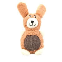 Squeaky Dog Toy Plush Chew Rope Pet Puppy Toys with Squeaker Crinkle for Teething - Brown Dog