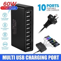 60W 10 Port USB Charger Multi Port AC Adapter Travel Wall Hub Charging Station