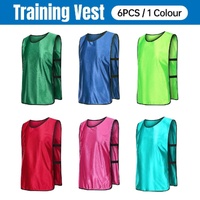 6X Sports Training Bibs Soccer Vests Group Team Bibs Basketball Cricket Football - Pink-S