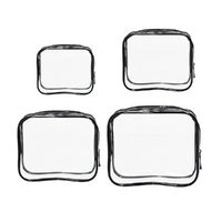 4pcs Durable PVC Cosmetic Bags Easy to Clean Multiple Sizes and Colours 9 Shades - 4pcs-Black