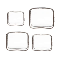 4pcs Durable PVC Cosmetic Bags Easy to Clean Multiple Sizes and Colours 9 Shades - 4pcs-Coffee