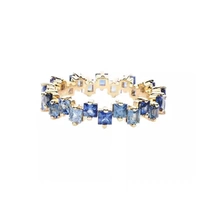 Square Design 1.2ct Simulated Diamond Women Engagement Ring Rose Gold Plated - Water Blue-Size 10