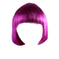 Short Bob Wig with Bangs for Women Synthetic Cosplay Party Hair in 14 Colours - Dark Purple