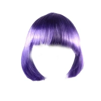 Short Bob Wig with Bangs for Women Synthetic Cosplay Party Hair in 14 Colours - Light Purple