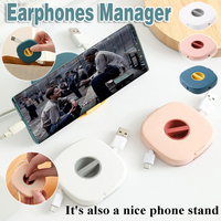 Case Cord Tangle Free Organizer Portable Earphones Manager Wire Winder Cable - Blue*1