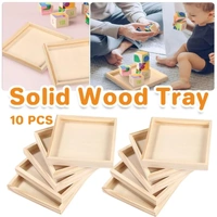 10PCS Wooden 3D Puzzle Blocks Educational Toy Matching Game with Solid Wood Tray