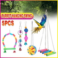 5PCS Hanging Parrot Toys Set with Swings and Ladders for Budgies Cockatiels Cages