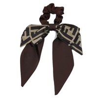 Women Elegant Scrunchies for Hair Ribbon Ties Bow Scrunchies Ponytail Scrunchie - Brown