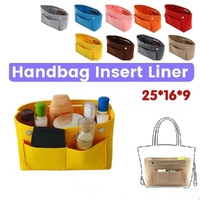 Travel Organiser Handbag Felt Bag Tote Insert Liner Purse Pouch Women 25*16*9Cm - Yellow