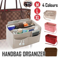 Felt Handbag Organizer Insert with Multiple Pockets for Tote and Purse - Coffee L Size