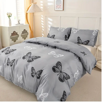 Dreamfields - Mono Papilio Quilt Cover Set - (3pcs, Double Size)