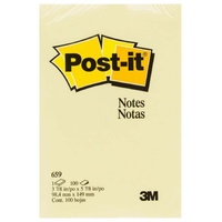 3M Post-it Notes 659 Canary Yellow 98 x 149mm