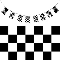 CHECKERED BUNTING FLAG Race Car Chequered Flag Banner Hanging Decoration Rectangular - 10.8 Metres