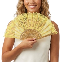 Lace Folding Hand Fan Bridal Wedding Party Spanish Costume Accessory - Yellow