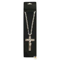 Jesus Christ Metal Necklace Chain Pendant Chain Jewellery Crucifix - Silver