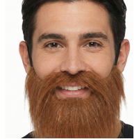 PARTY BEARD Moustache Costume Fancy Dress Mustache Halloween Fake Facial Hair - Brown
