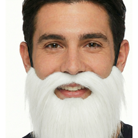 PARTY BEARD Moustache Costume Fancy Dress Mustache Halloween Fake Facial Hair - White