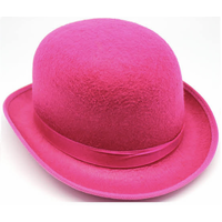 BOWLER HAT Party Vintage Costume Derby Felt Dance Halloween in Hot Pink