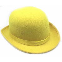 BOWLER HAT Party Vintage Costume Derby Felt Dance Halloween in Yellow