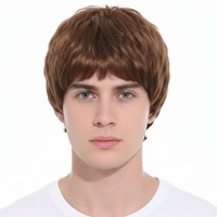 Mens Short Party Wig Costume Party Dress Up Fancy Classic Style - Brown