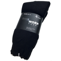 4 Pairs Mens Heavy Duty Work Socks Terry Cotton Thick Warm Crew - Black - 6-11