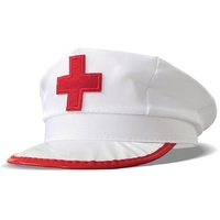 NURSE HAT Doctor Fancy Halloween Party Costume Accessory Cap - White/Red