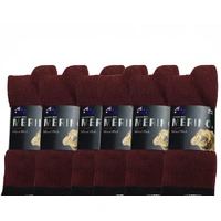 6 Pairs MERINO WOOL SOCKS Mens Heavy Duty Premium Thick Work Socks Cushion in Burgundy