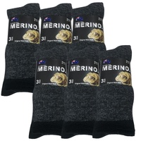 6 Pairs MERINO WOOL SOCKS Mens Heavy Duty Premium Thick Work Socks Cushion in Charcoal