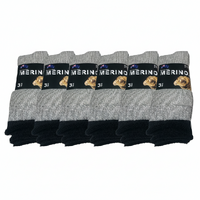 6 Pairs MERINO WOOL SOCKS Mens Heavy Duty Premium Thick Work Socks Cushion in Grey
