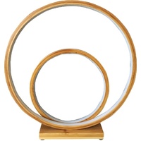 Natural Double Circle Bamboo LED Table Lamp Light Modern Scandi Minimal