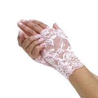 Dents Womens Lace Fingerless Mitten Glove Ladies Wedding Bridal Formal Floral - Pink