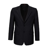 Mens Single Breasted 2 Button Suit Jacket Work Business - Pin Striped - Black - 112