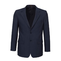 Mens Single Breasted 2 Button Suit Jacket Work Business - Pin Striped - Navy - 132
