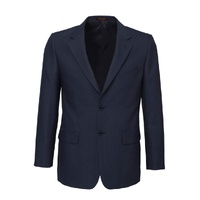 Mens Single Breasted 2 Button Suit Jacket Work Business - Pin Striped - Navy - 142