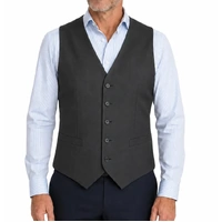Mens Peaked Vest Waistcoat w/ Knitted Back Suit Formal Wedding Dress Up - Charcoal