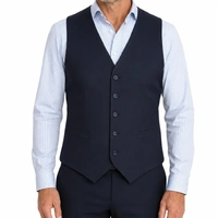 Mens Peaked Vest Waistcoat w/ Knitted Back Suit Formal Wedding Dress Up - Navy