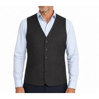 Mens Bamboo Blend Longline Vest Waistcoat w/ Stretch Business Forrnal Dress - Charcoal