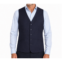 Mens Bamboo Blend Longline Vest Waistcoat w/ Stretch Business Forrnal Dress - Navy