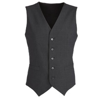 Mens Wool Blend Vest w/ Knitted Back Waistcoat Sleeveless Wool Blend - Charcoal - 92