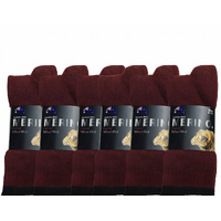 9 Pairs MERINO WOOL SOCKS Mens Heavy Duty Premium Thick Work Socks Cushion in Burgundy