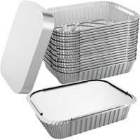 320x Aluminium Disposable Foil Food Container Trays Pans w/ Lids Covers Bulk 22x15x4.5cm