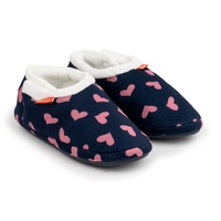 ARCHLINE Orthotic Slippers CLOSED Arch Scuffs Moccasins Pain Relief in Navy Hearts - EUR39