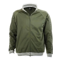 Identitee Mens Varsity Track Suit Top Jacket Jumper Long Sleeve - Army Green - XXX-Large (Plus Size)