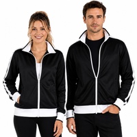 Identitee Mens Varsity Track Jacket Warm Winter Tracksuit Top Zip - Black/White - L