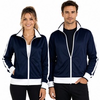 Identitee Mens Varsity Track Jacket Warm Winter Tracksuit Top Zip - Navy/White - XL