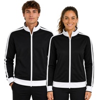 Identitee Ladies Track Top Jacket Tracksuit Warm Winter Full Zip Varsity Jumper - Black/White - M (10-12)