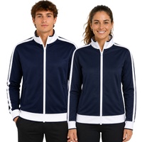 Identitee Ladies Track Top Jacket Tracksuit Warm Winter Full Zip Varsity Jumper - Navy/White - M (10-12)