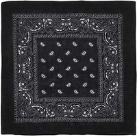 BANDANA Paisley 100% COTTON Head Wrap Durag Bandanna Summer Biker Scarf Mask - Black