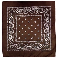 BANDANA Paisley 100% COTTON Head Wrap Durag Bandanna Summer Scarf Mask - Brown